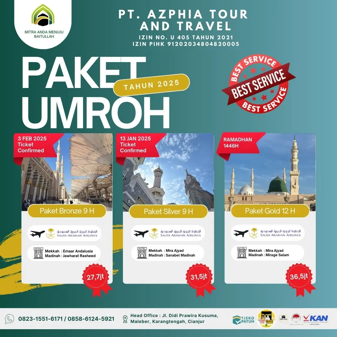 Harga Paket Umroh 2024 dan 2025: Bronze, Silver, Gold, dan Ramadhan