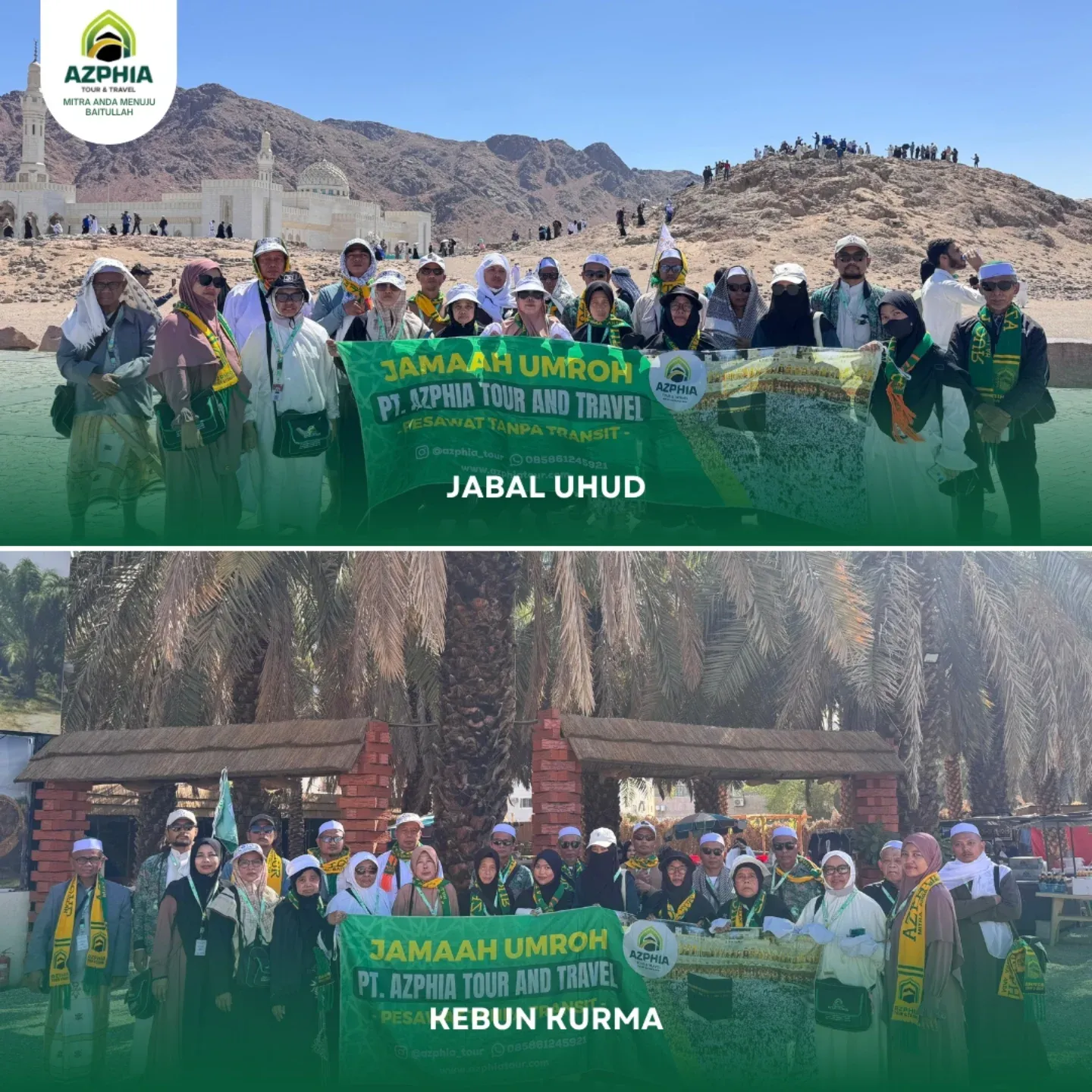 Jamaah umroh AZPHIA di Jabal Uhud dan kebun kurma Madinah