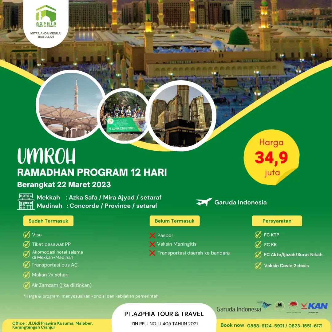 Harga Paket Umroh 2023: Rincian Brosur Ramadhan, Muharram, dan Maulid